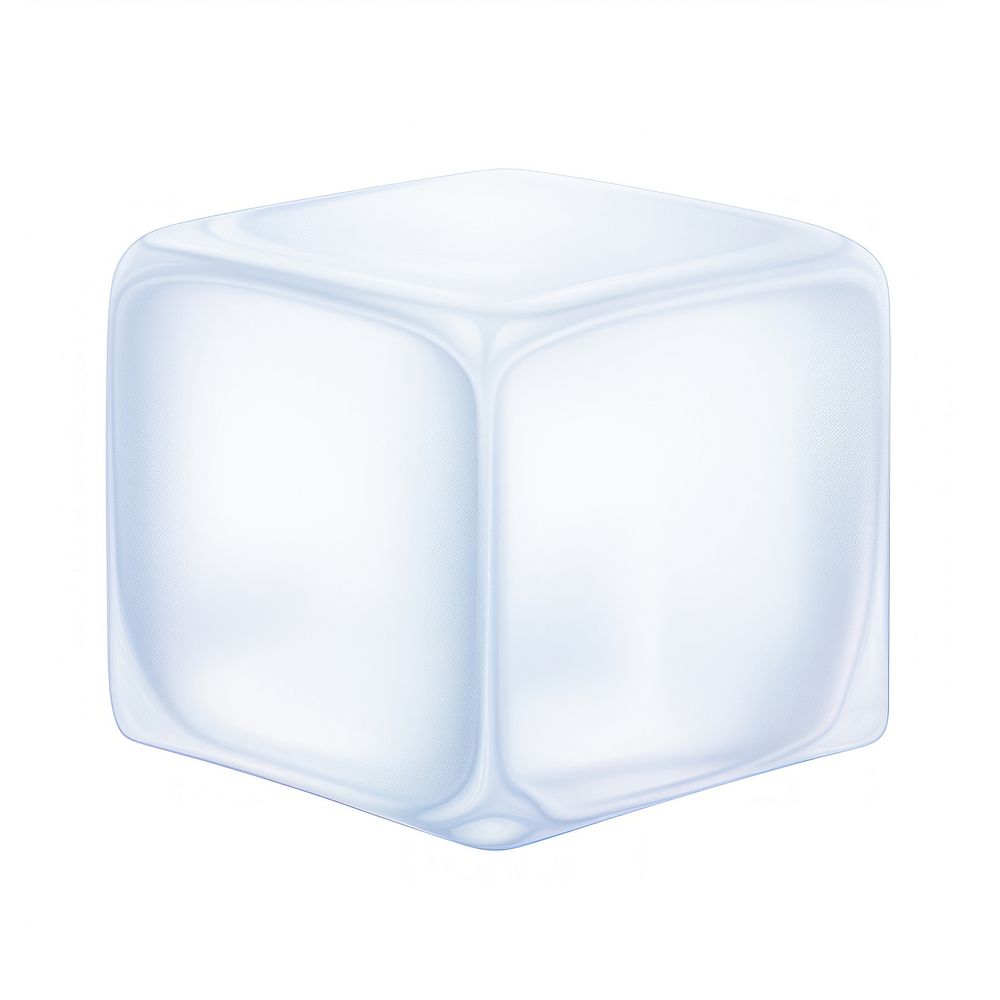 Surrealistic painting of ice cube melt white white background simplicity.