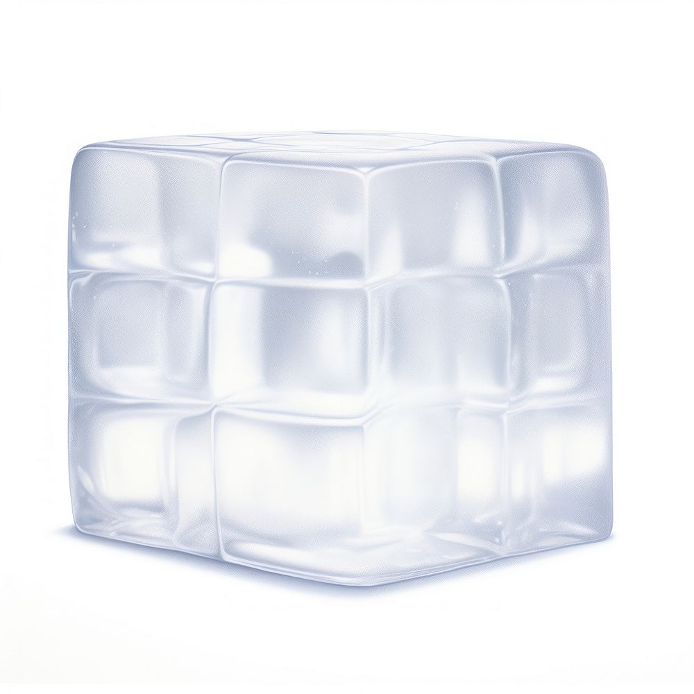 Surrealistic painting of ice cube melt glass white background simplicity.