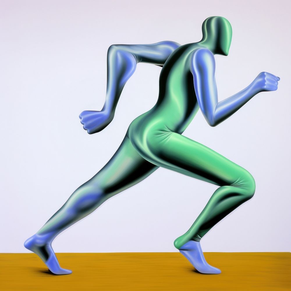 Surrealistic painting of Man running adult art flexibility.