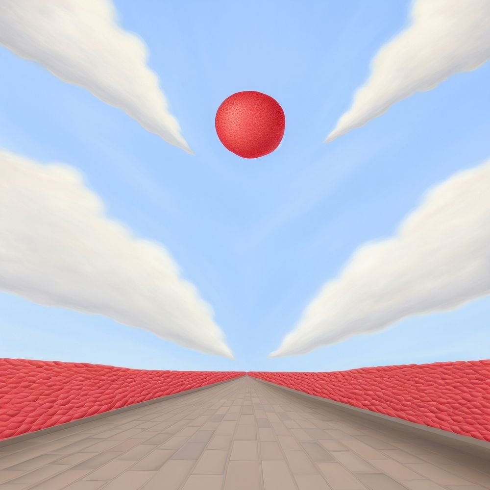 Surrealistic painting of meatball backgrounds outdoors balloon.