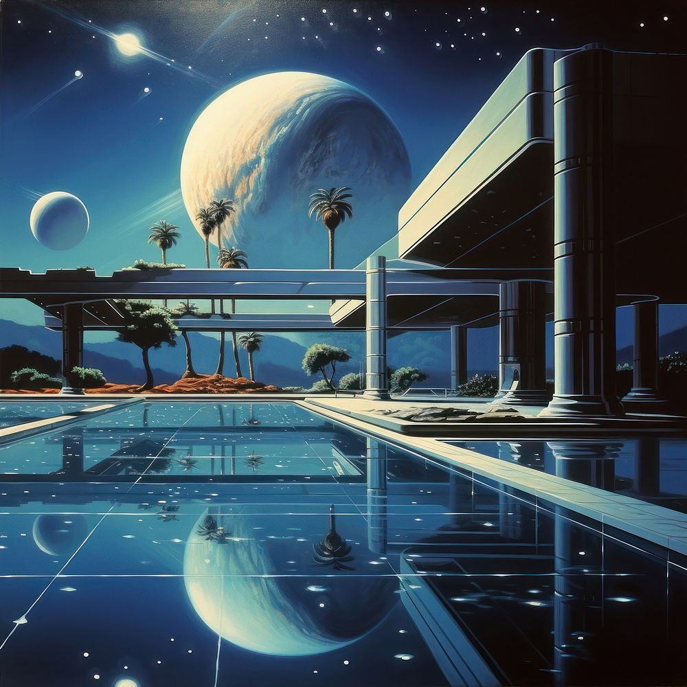 A large swimming pool space architecture astronomy.
