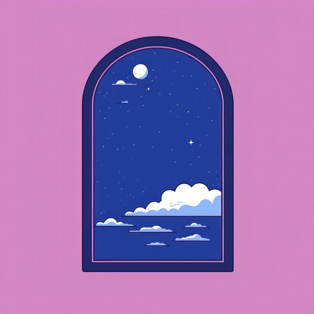 Window and outside is galaxy architecture purple shape.