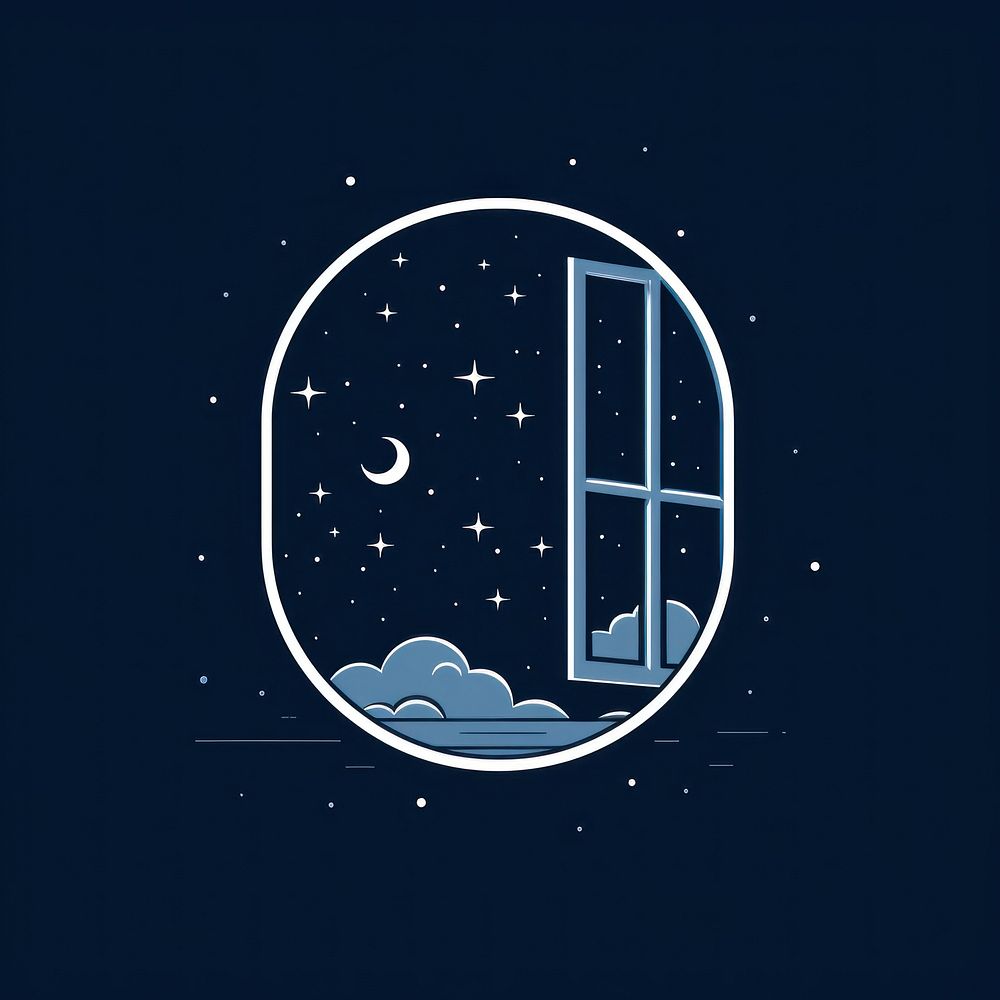 Window and outside is night stars astronomy shape moon.