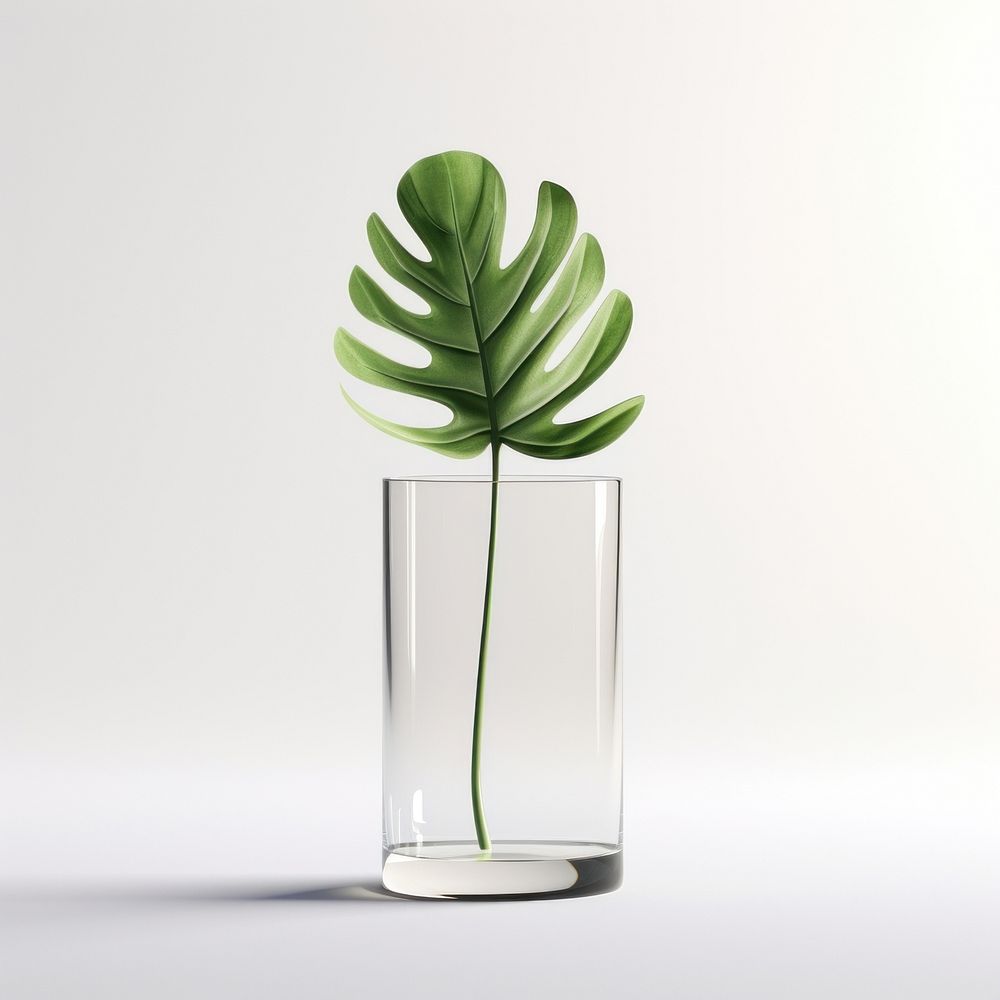 Cute leaf less detail plant glass vase.