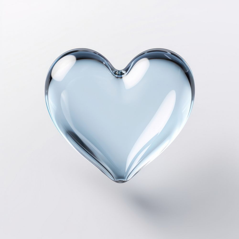 Heart jewelry glass white background.