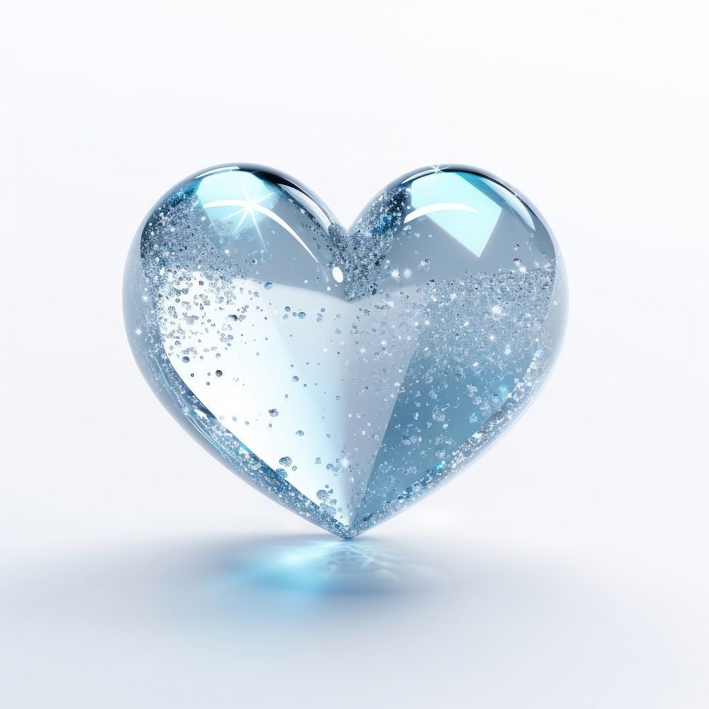 Heart with glitter gemstone jewelry white background.