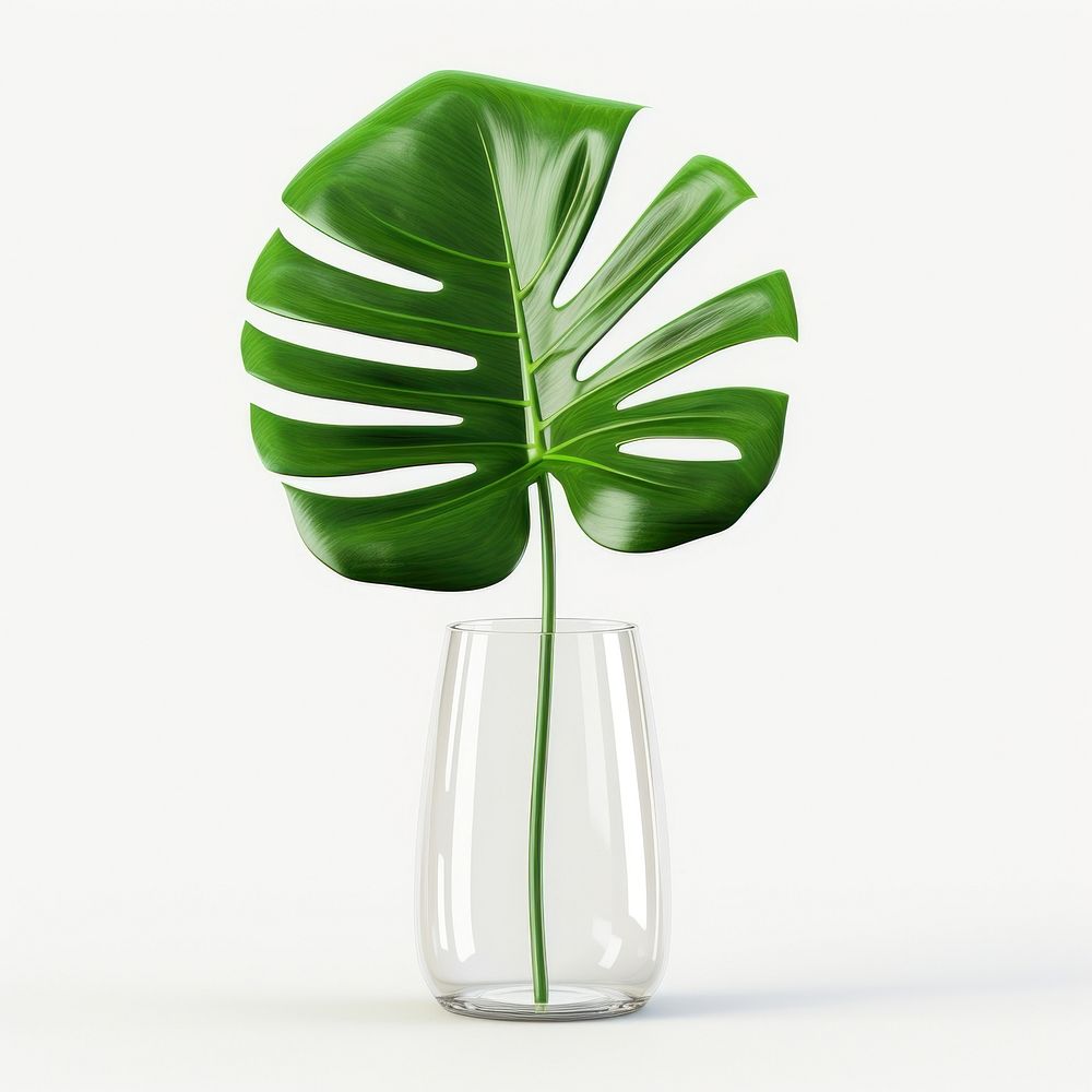 Monstera leaf transparent plant glass.