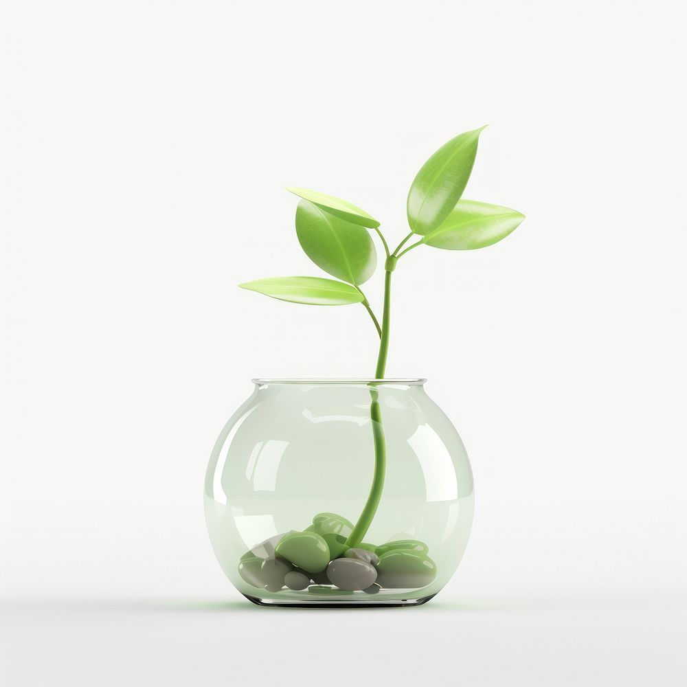Sprout transparent glass plant.