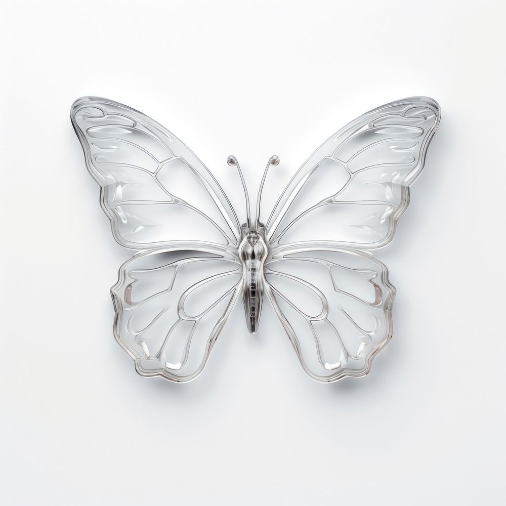 White glass butterfly less detail white background accessories fragility.