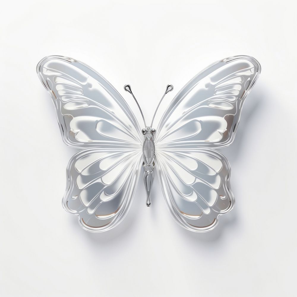 White glass butterfly less detail animal insect silver.