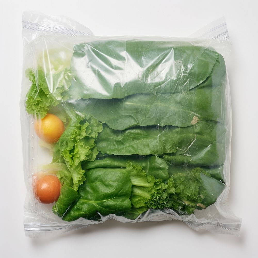 Plastic wrapping over a vegetable lettuce plant food.
