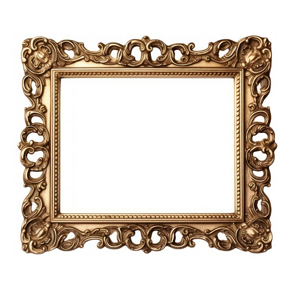 Vintage gold picture frame white background architecture rectangle.