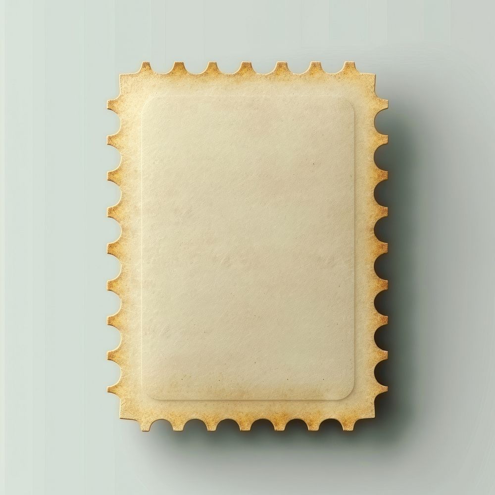 A blank postage stamp backgrounds paper rectangle.
