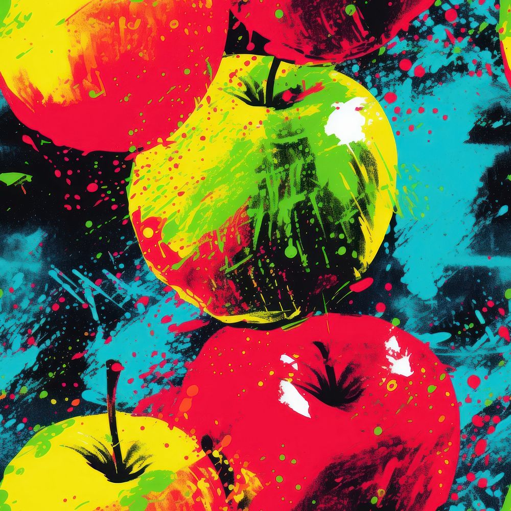 Apple pattern backgrounds abstract painting. AI generated Image by rawpixel.