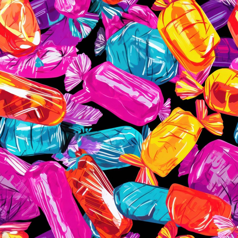Candies wrappers pattern candy confectionery | Premium Photo