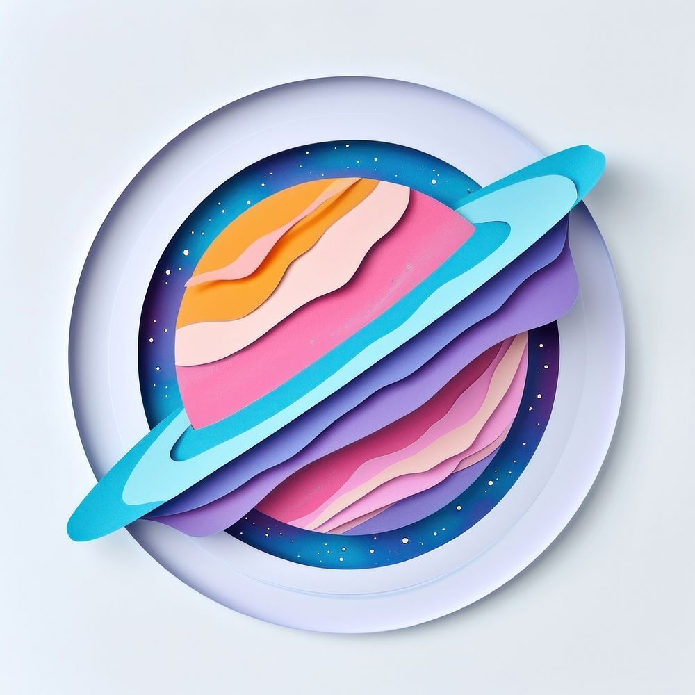 Paper cutout illustration of a Planet plate food creativity.