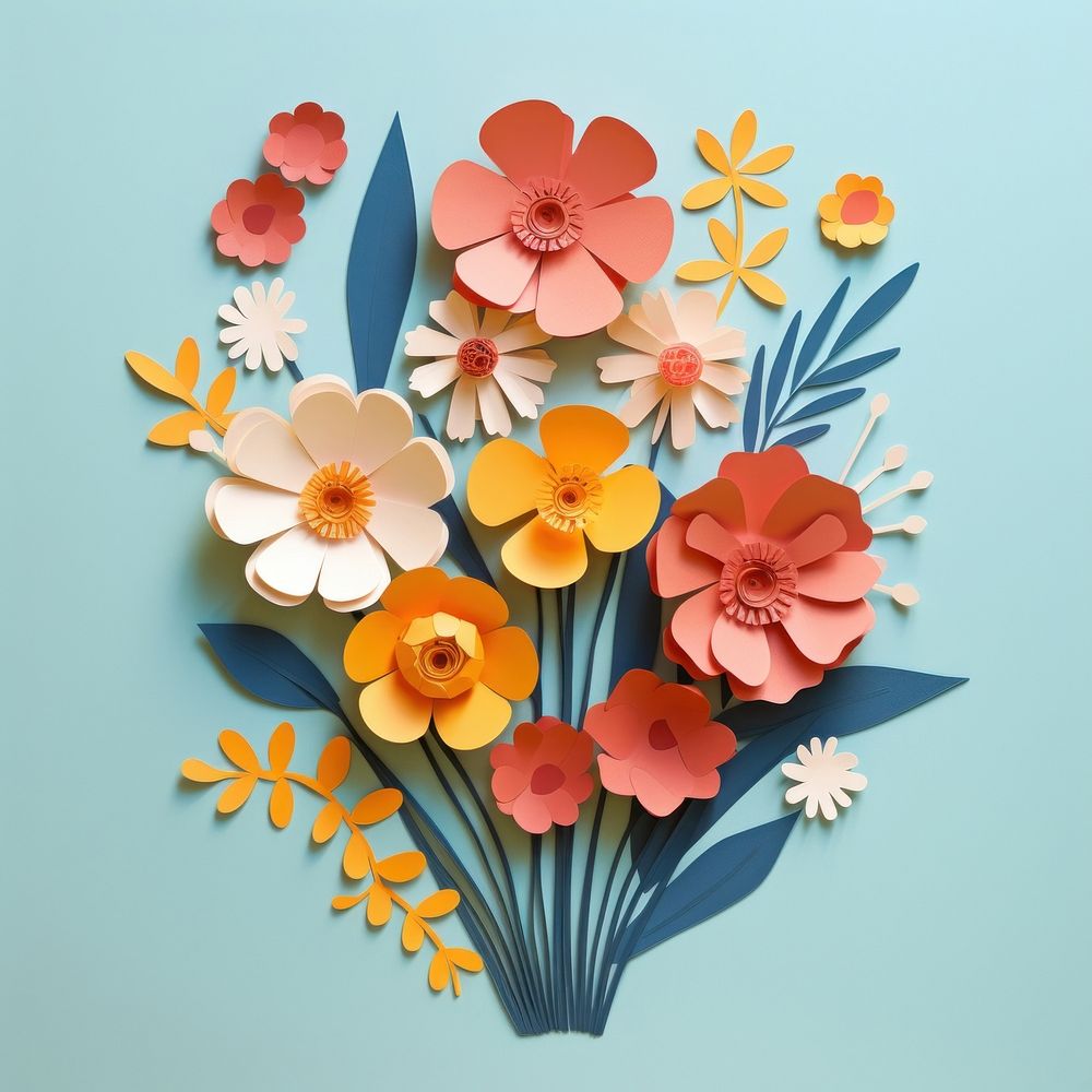 Paper cutout of a flower bouquet art petal plant.