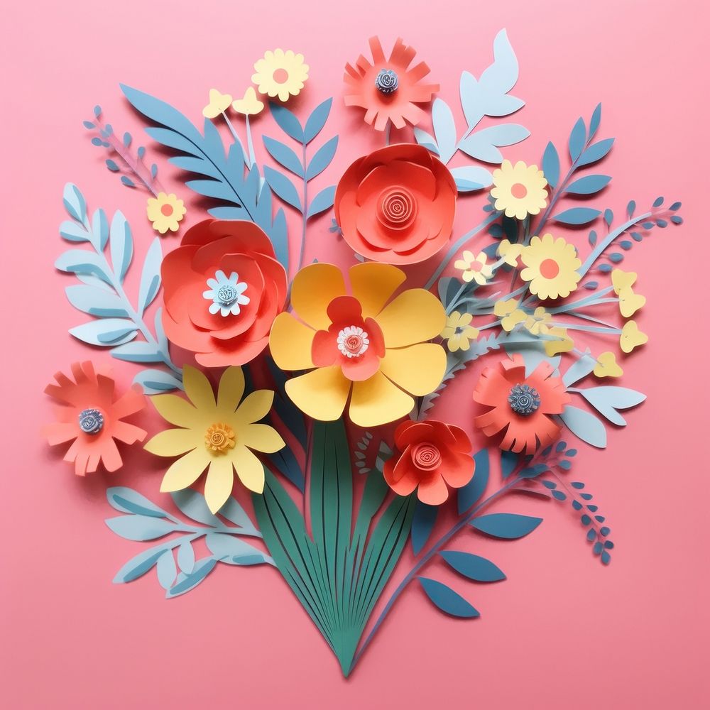 Paper cutout of a flower bouquet art pattern craft.