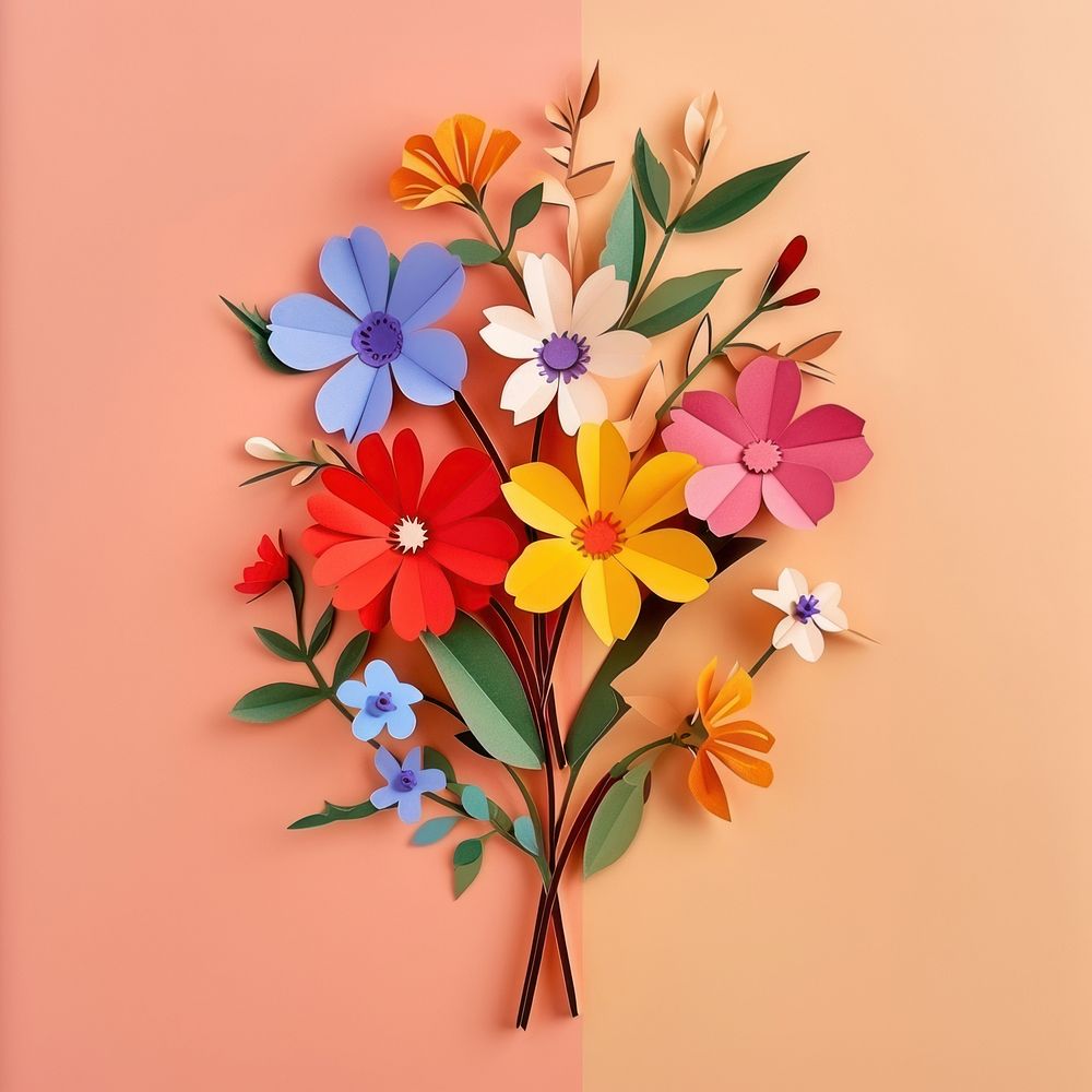 Paper cutout of a flower bouquet art plant inflorescence.