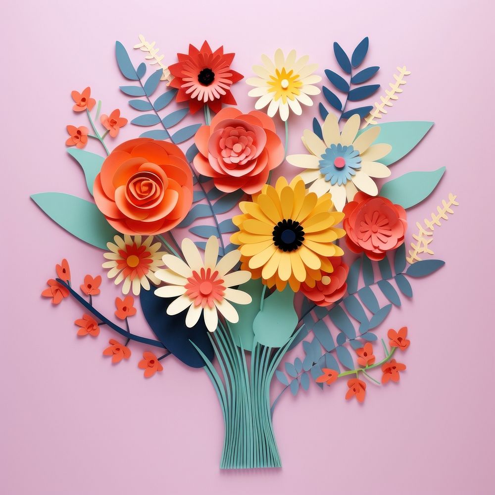 Paper cutout of a flower bouquet art pattern craft.