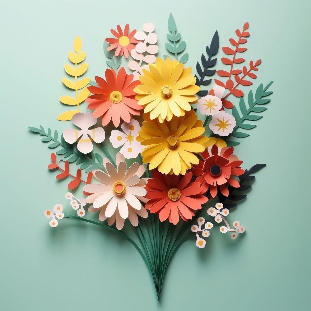 Paper cutout of a flower bouquet art pattern plant.