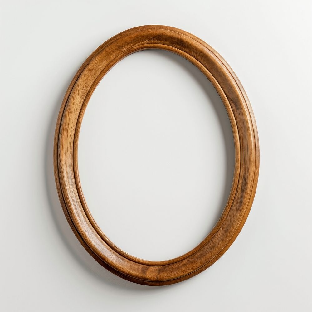 Photo frame  wood oval white background.