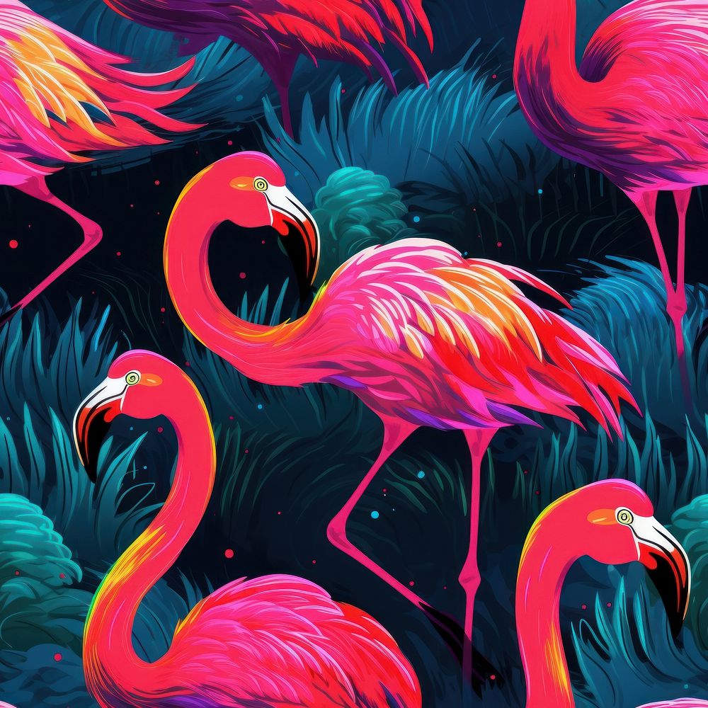 Flamingo pattern backgrounds animal bird. AI generated Image by rawpixel.
