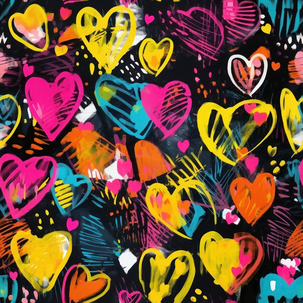 Heart pattern backgrounds abstract painting. 