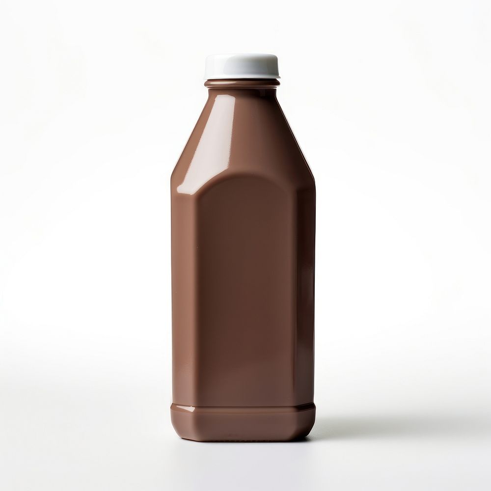 Chocolate milk gallon bottle white background refreshment.