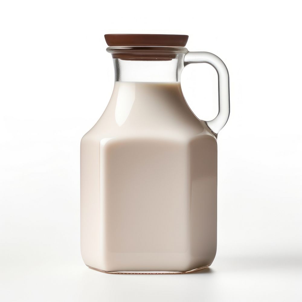Chocolate milk gallon drink jug white background.