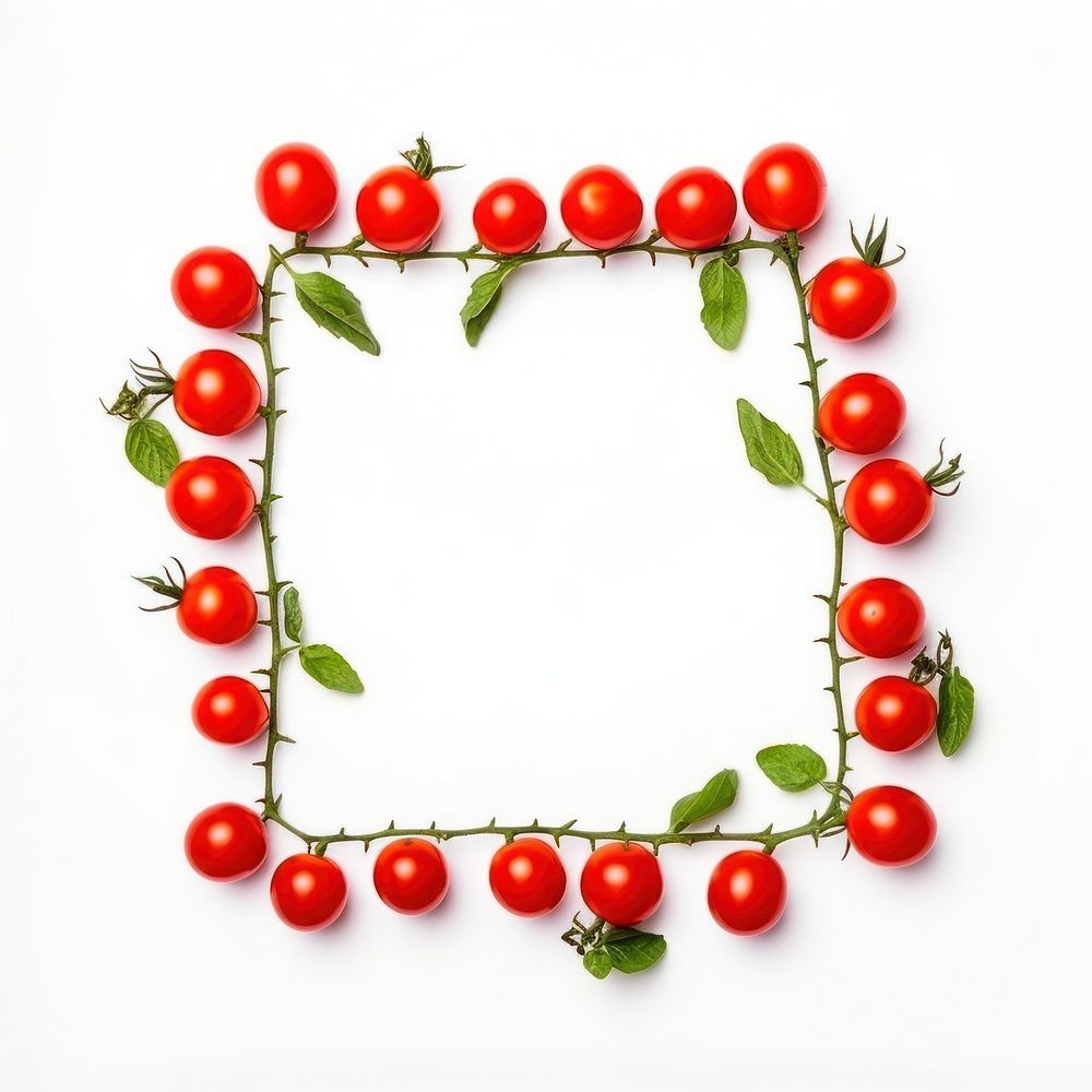 Cherry tomato frame border vegetable plant food.