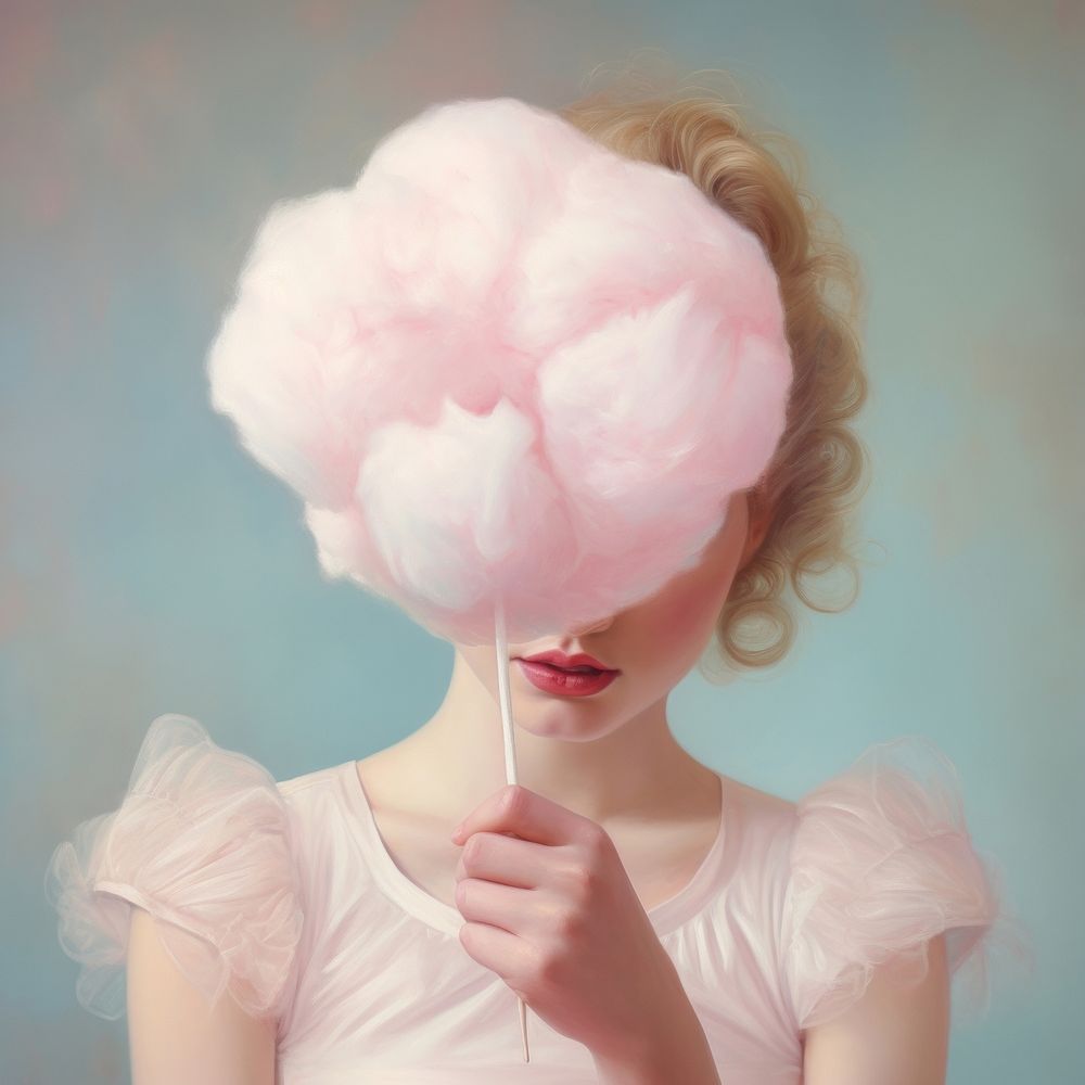 Hand holding cotton candy adult confectionery hairstyle.