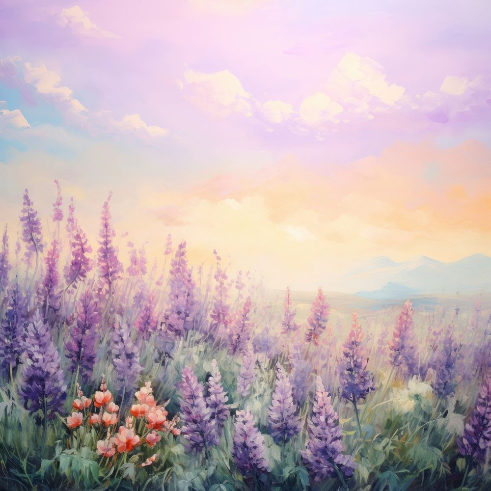 Lavenders garden painting backgrounds landscape.