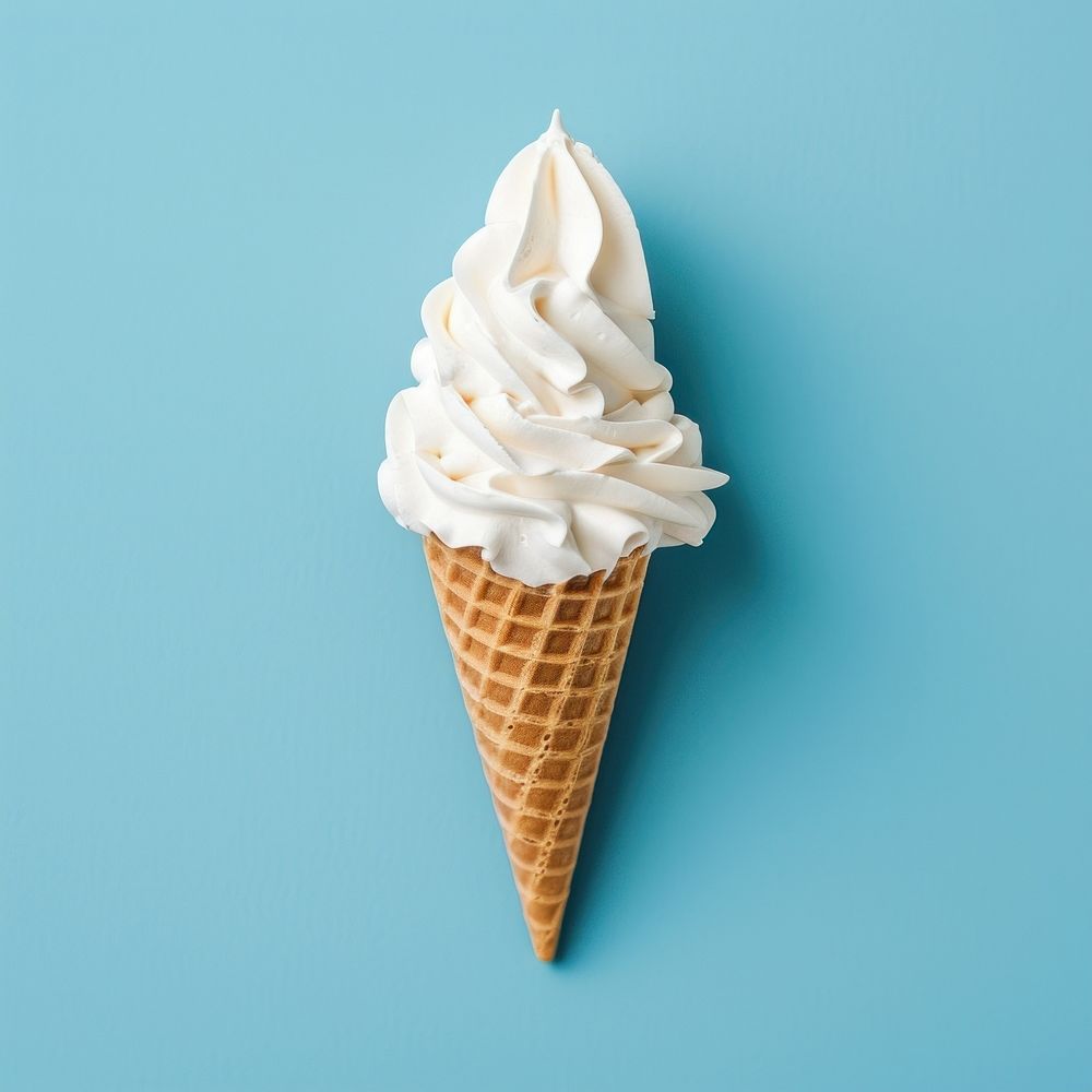 White paper on cone cream dessert food.