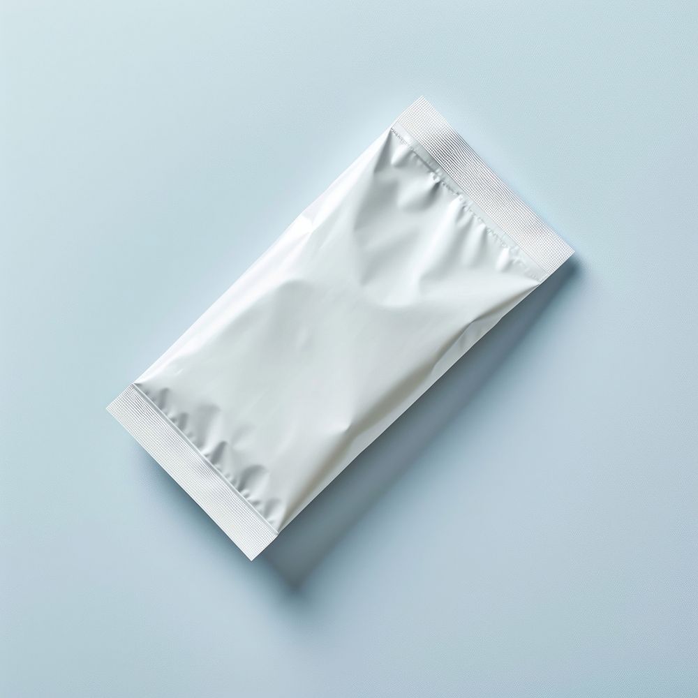 Snack bag packaging aluminium crumpled white.