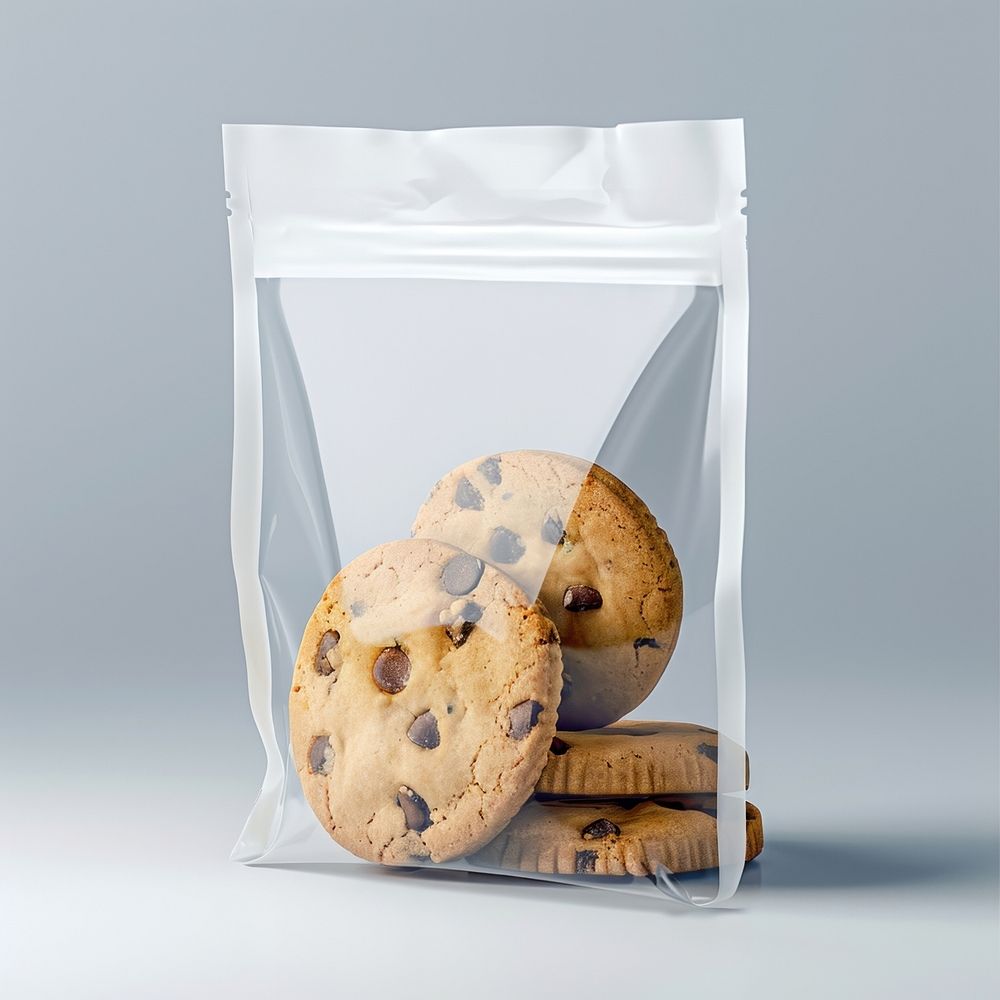 Paper bag packaging cookie transparent plastic.