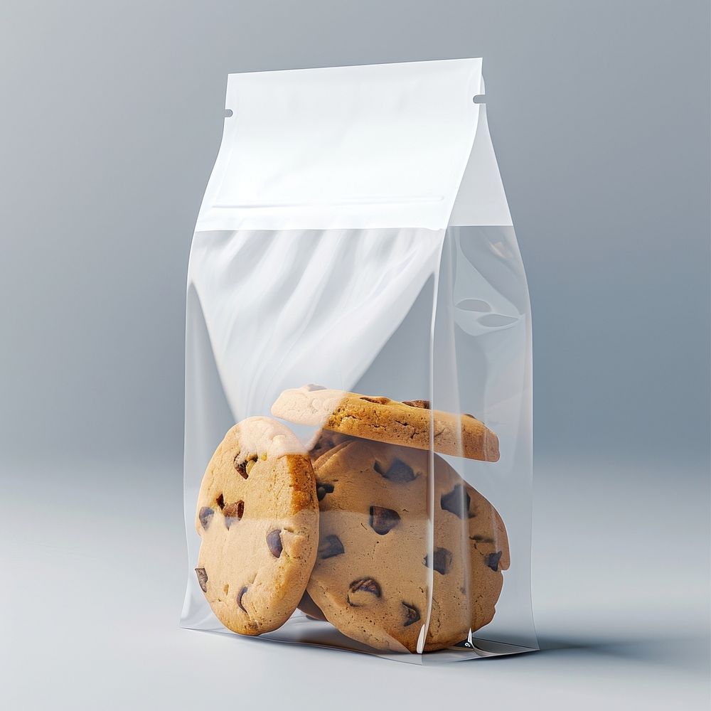 Paper bag packaging cookie transparent food.