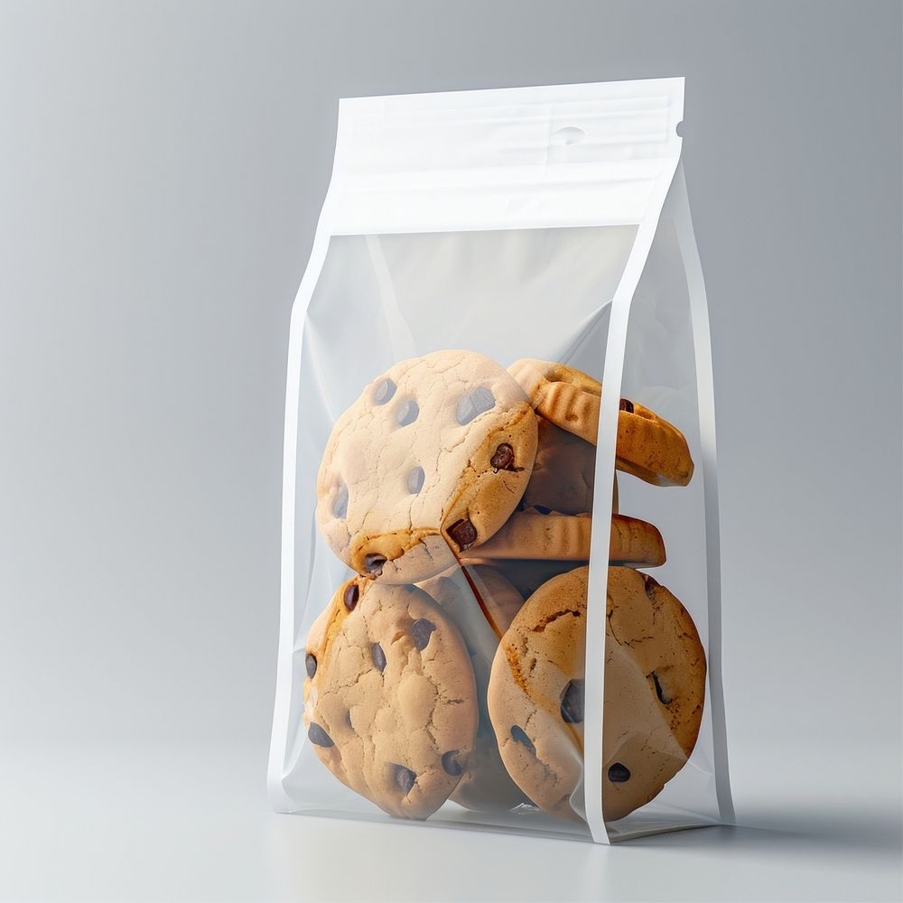 Paper bag packaging cookie transparent plastic.