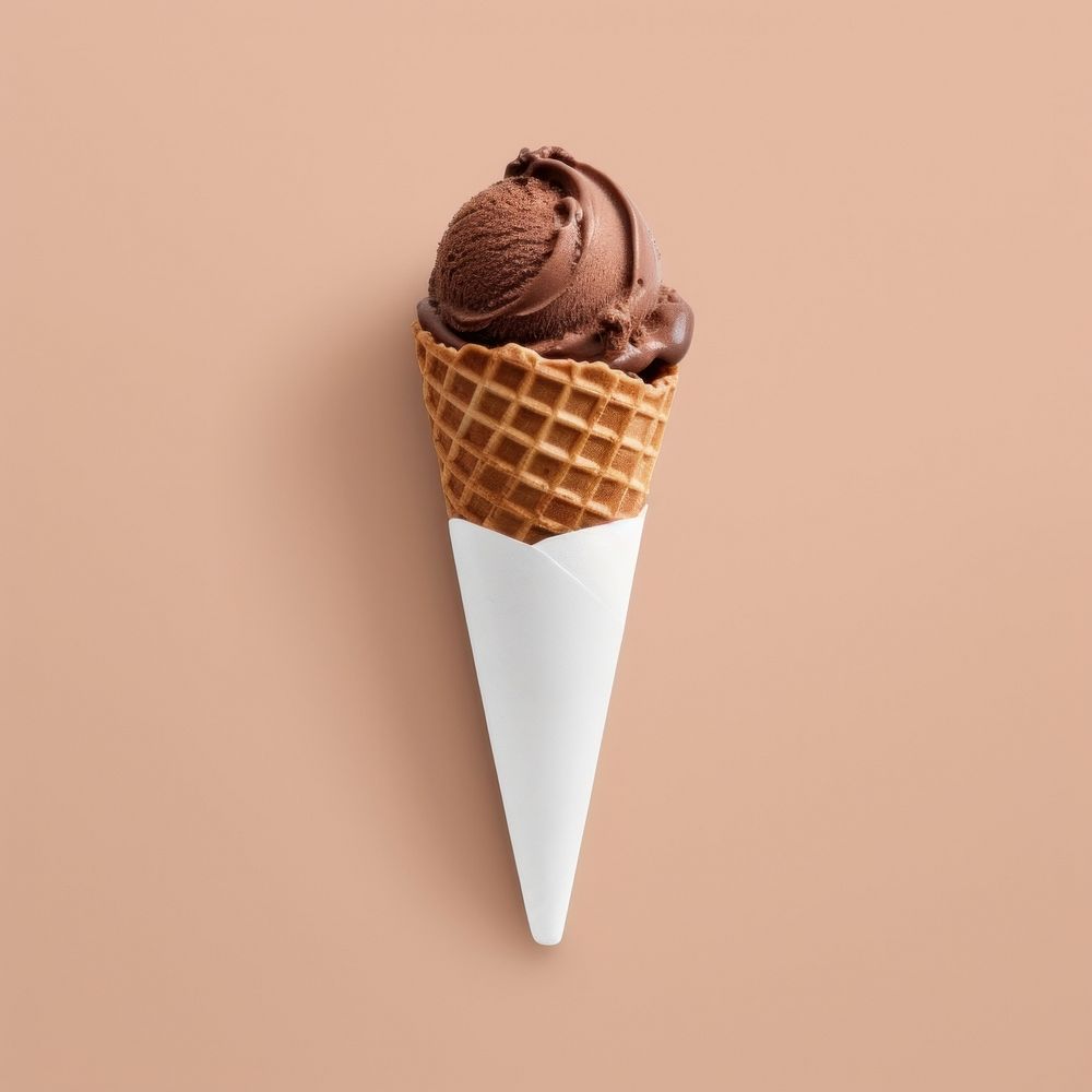 Ice cream cone  chocolate dessert food.
