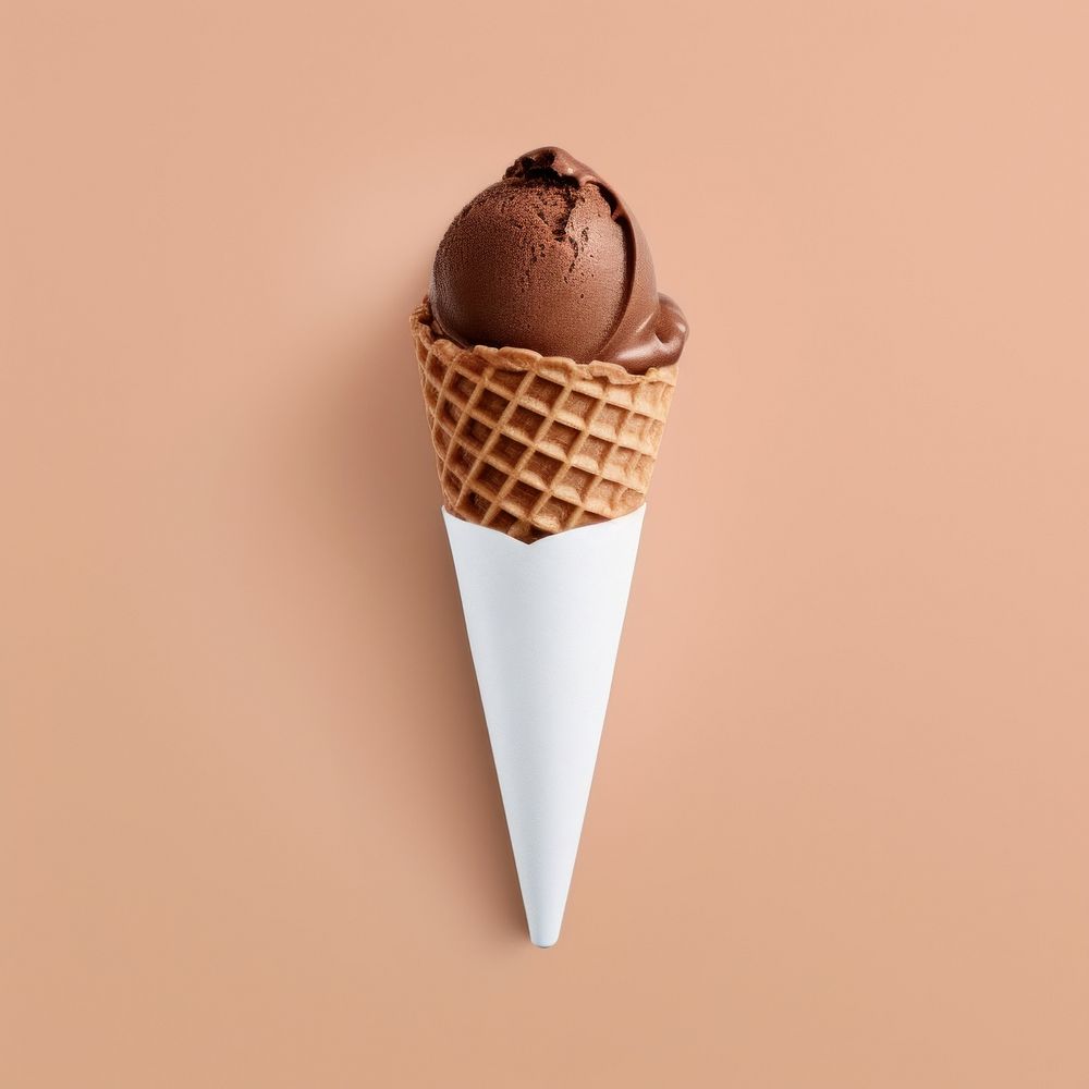 Ice cream cone  chocolate dessert food.