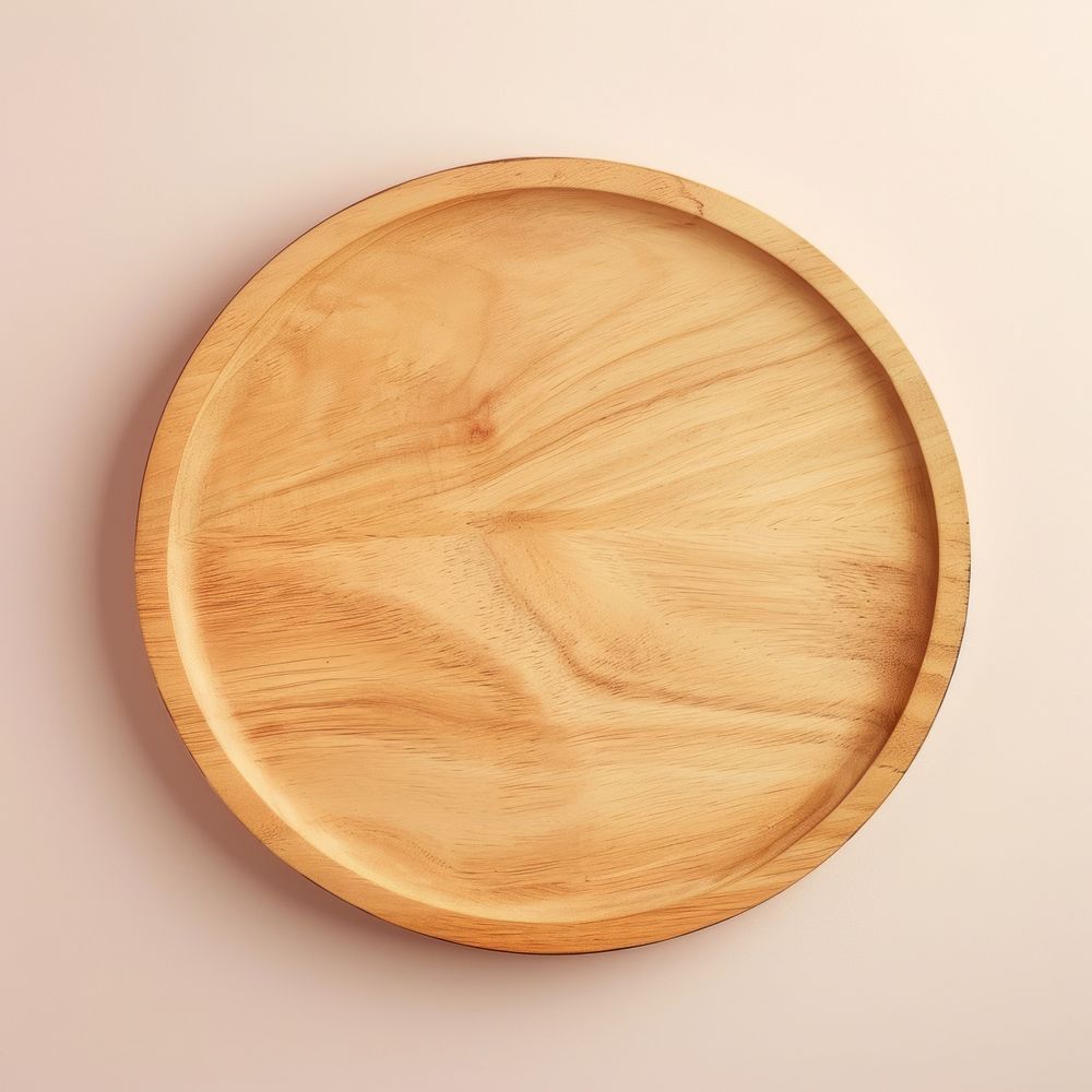 Round wooden plate  simplicity dishware absence.