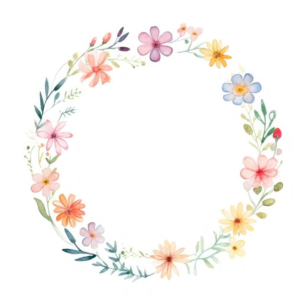 Little flower circle border pattern wreath white background. AI generated Image by rawpixel.