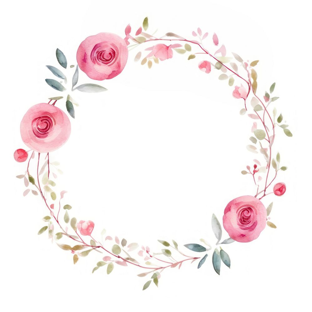 Little pink rose circle border pattern flower wreath. AI generated Image by rawpixel.