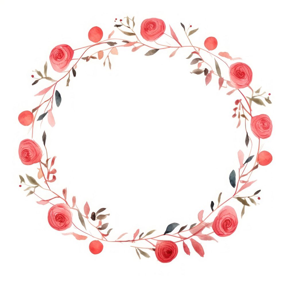 Little red rose circle border pattern flower wreath. AI generated Image by rawpixel.