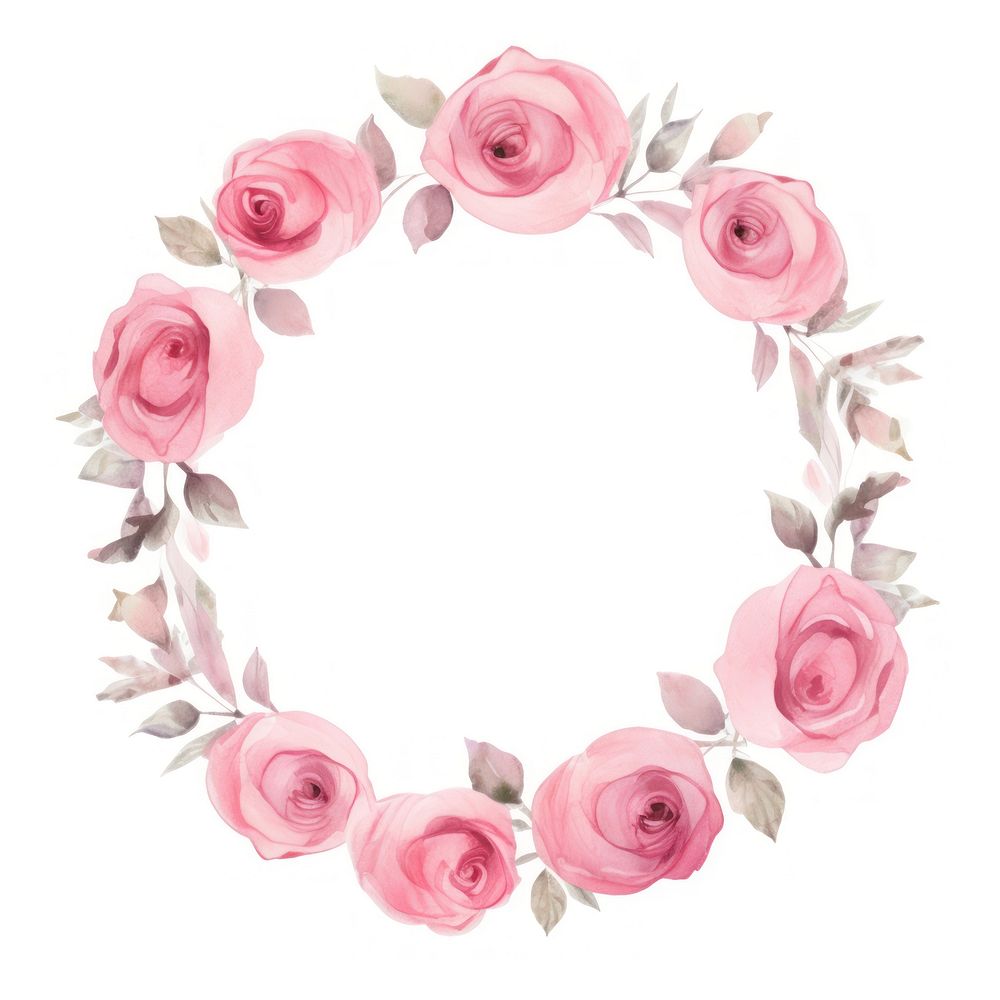 Pink rose circle border pattern flower wreath. AI generated Image by rawpixel.