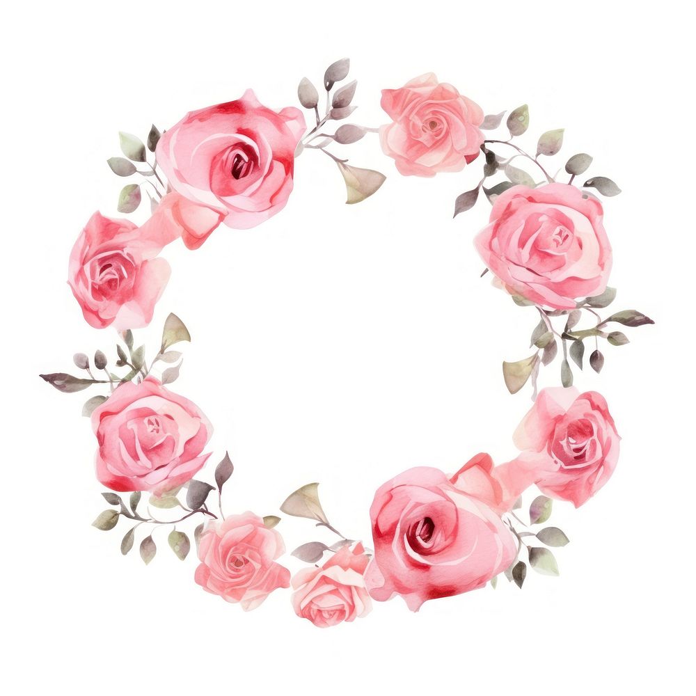 Pink rose circle border pattern flower wreath. AI generated Image by rawpixel.