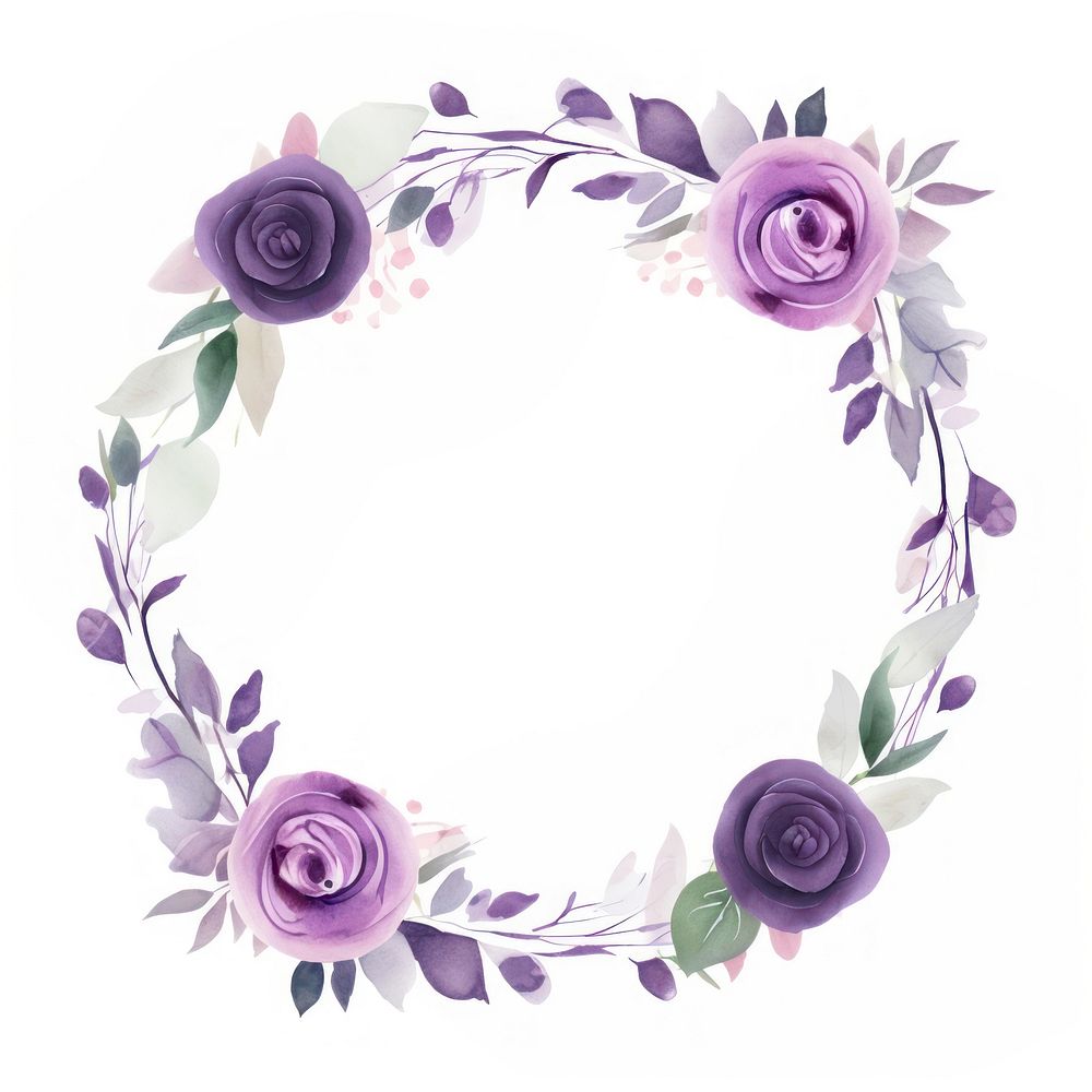 Purple rose circle border pattern flower wreath. AI generated Image by rawpixel.