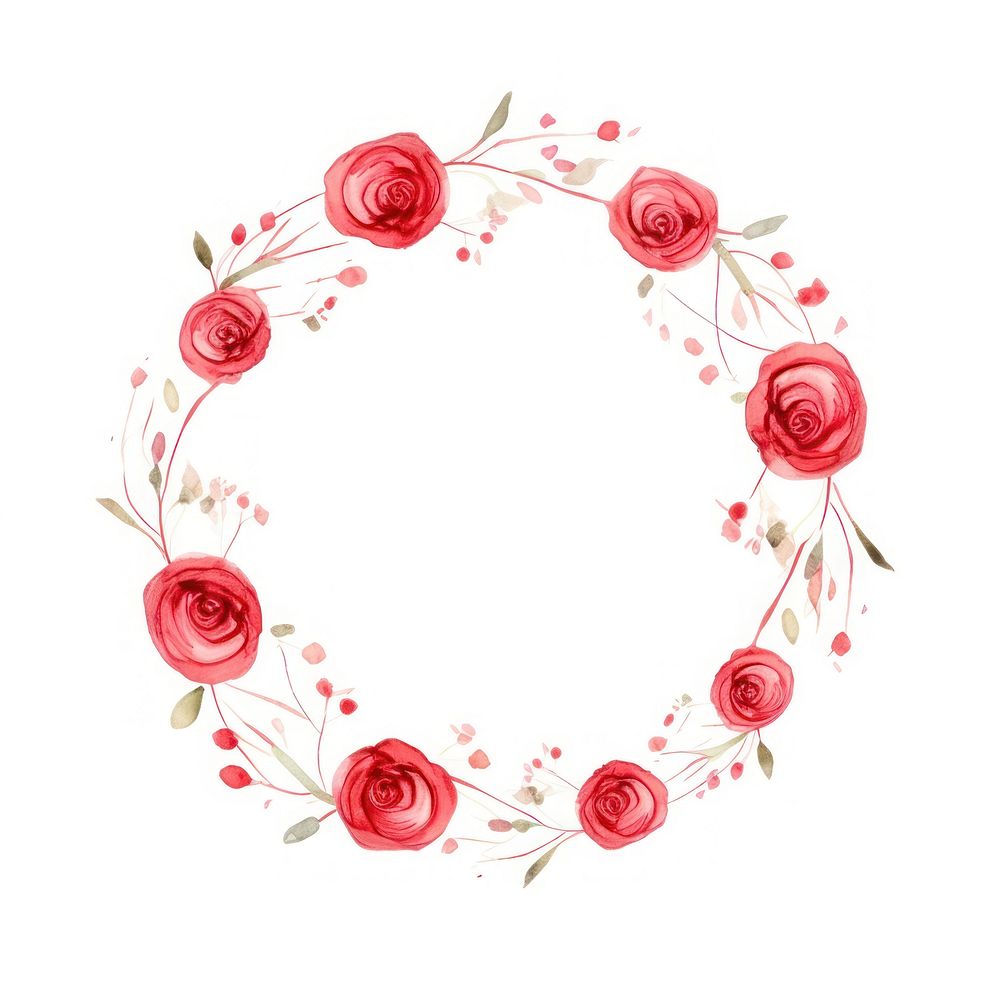 Red rose circle border pattern flower wreath. AI generated Image by rawpixel.
