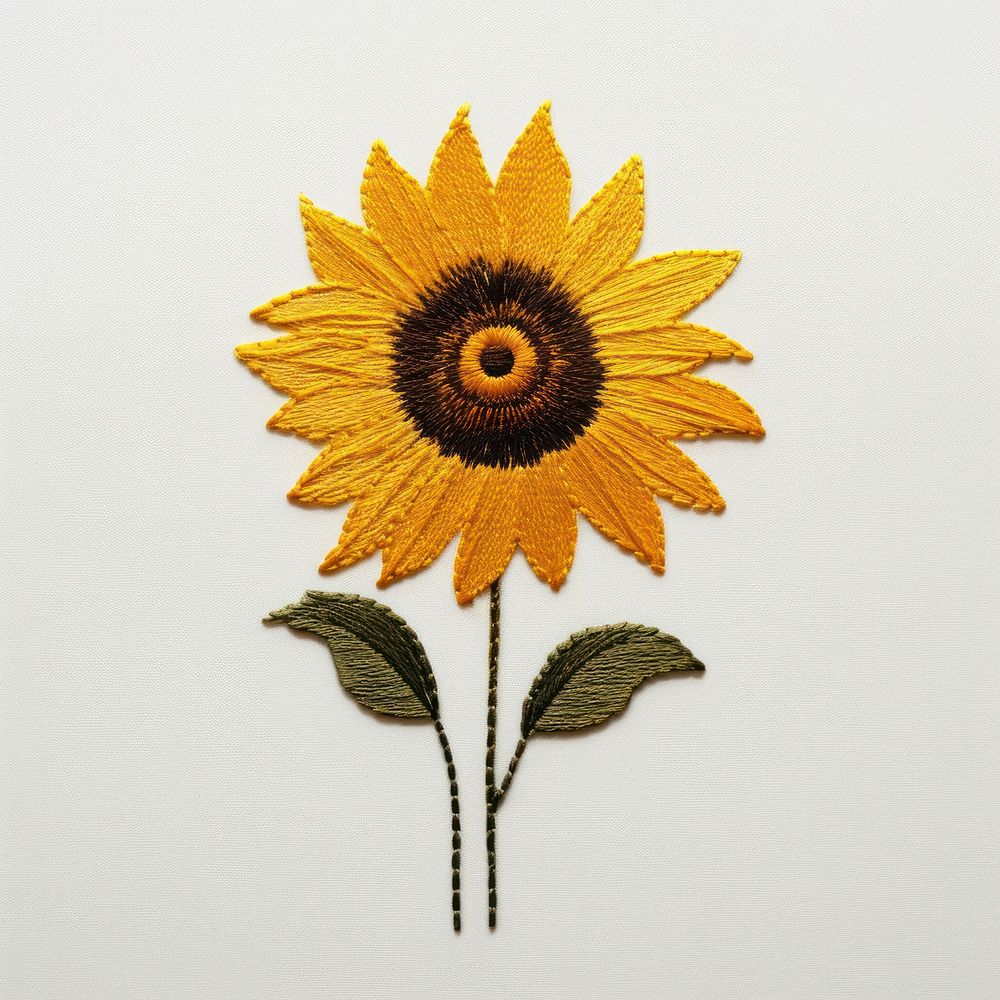 Sunflower embroidery style plant inflorescence.