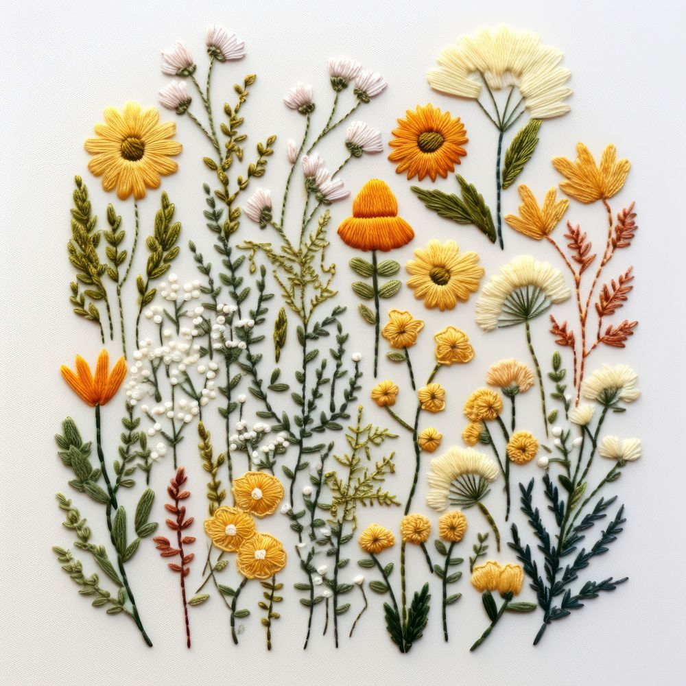 Embroidery style sunwildflower field pattern.